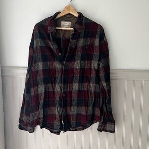 Weatherproof Vintage Plaid Shirt in Red and Brown Size Medium
